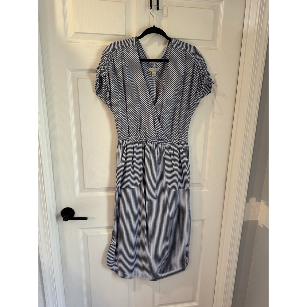 Peyton & Parker Women's M dress blue & white striped batwing sleeves and pockets